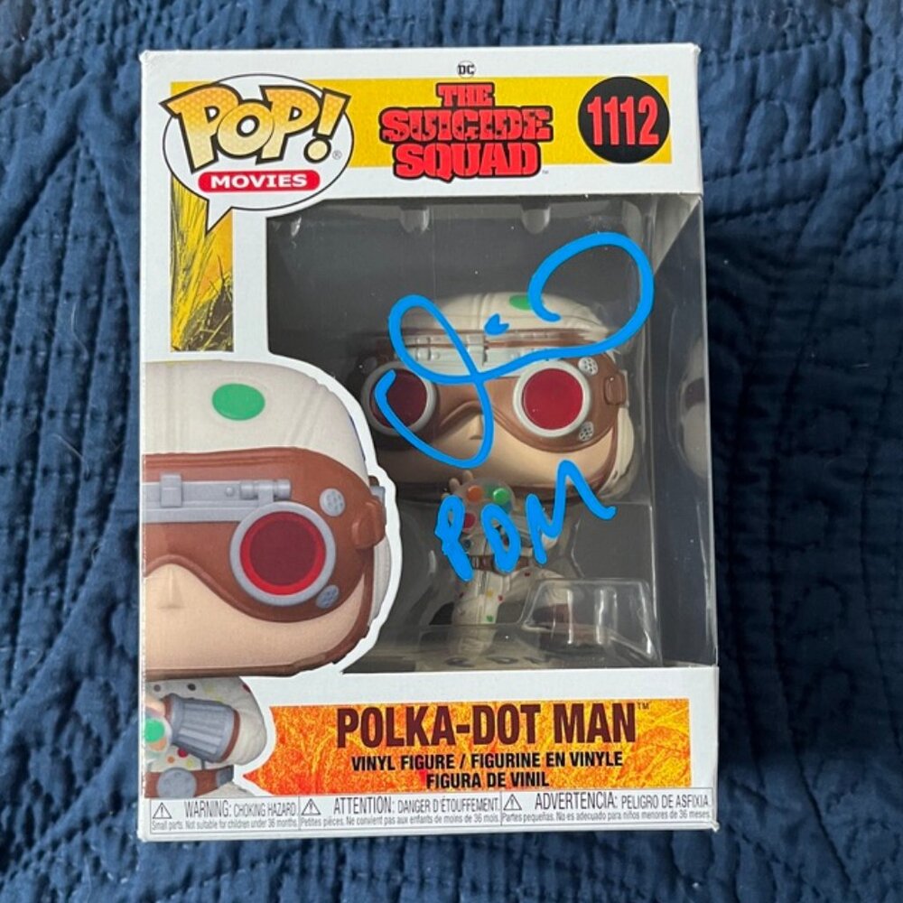 Autographed Funko Pop Polka-Dot Man Actor David Dastmalchian Suicide Squad DC